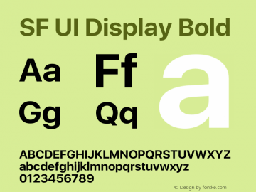 SF UI Display Bold Version 1.00 December 15, 2018, initial release图片样张