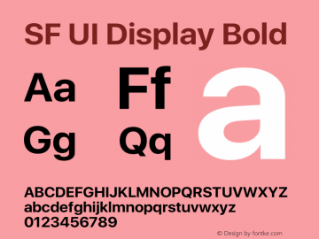 SF UI Display Bold Version 1.00 June 21, 2016, initial release图片样张