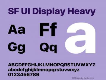 SF UI Display Heavy Version 1.00 June 21, 2016, initial release图片样张