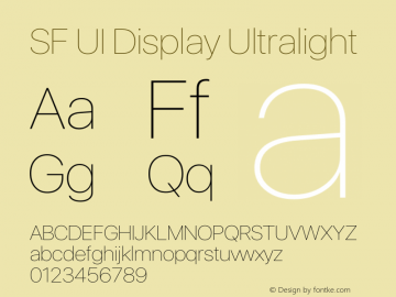 SF UI Display Ultralight Version 1.00 December 15, 2018, initial release图片样张