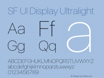 SF UI Display Ultralight Version 1.00 June 21, 2016, initial release图片样张