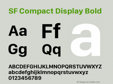 SF Compact Display Bold Version 1.00 July 21, 2017, initial release图片样张