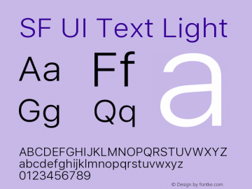 SF UI Text Light Version 1.00 July 21, 2017, initial release图片样张