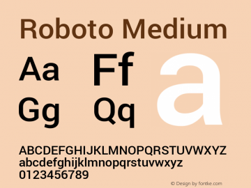 Roboto Medium Version 1.100040; 2012; ttfautohint (v0.9) -f图片样张