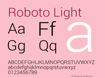 Roboto Light Version 1.100040; 2012; ttfautohint (v0.9) -f图片样张