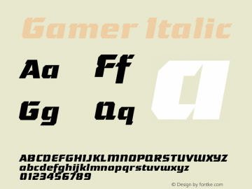 Gamer Italic Version 1.000图片样张
