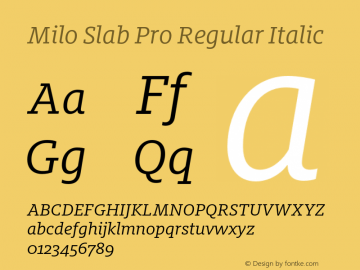 MiloSlabPro-Italic Version 7.504; 2014; Build 1021图片样张