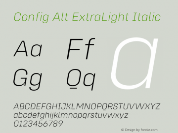 Config Alt ExtraLight Italic Version 1.000;PS 001.000;hotconv 1.0.88;makeotf.lib2.5.64775图片样张