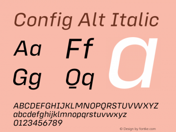 Config Alt Italic Version 1.000;PS 001.000;hotconv 1.0.88;makeotf.lib2.5.64775图片样张