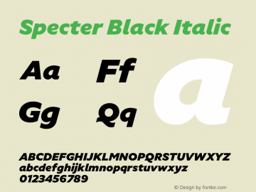 Specter Black It Version 1.005; Specter Black Italic图片样张