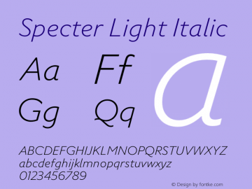 Specter Light It Version 1.005; Specter Light Italic图片样张