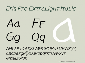 Eris Pro ExtraLight Italic Version 1.000图片样张