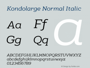 Kondolarge Normal Italic Version 1.001图片样张