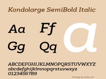 Kondolarge SemiBold Italic Version 1.001图片样张
