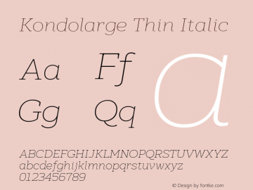 Kondolarge Thin Italic Version 1.001图片样张