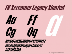 FK Screamer Legacy Slanted Version 1.005; ttfautohint (v1.8.3)图片样张