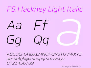 FSHackney-LightItalic Version 6.01图片样张