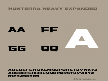 Hunterra-HeavyExpanded Version 1.001;Fontself Maker 3.5.2图片样张