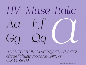 HV Muse Italic Version 1.000;hotconv 1.0.109;makeotfexe 2.5.65596图片样张