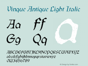 VinqueAntiqueLt-Italic Version 1.000图片样张