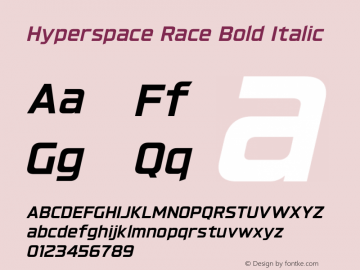 Hyperspace Race Bold Italic Version 1.000;hotconv 1.0.109;makeotfexe 2.5.65596图片样张