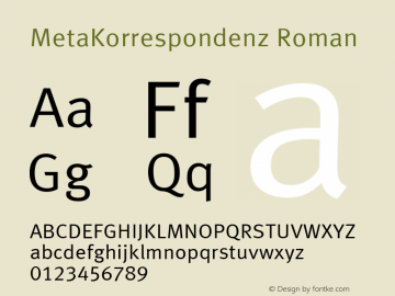 MetaKorrespondenz Roman Version 001.000 Font Sample