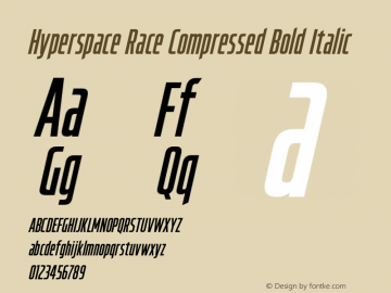 Hyperspace Race CompressedBold Italic Version 1.000;hotconv 1.0.109;makeotfexe 2.5.65596图片样张