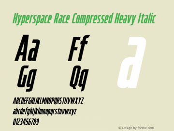 Hyperspace Race CompressedHeavy Italic Version 1.000;hotconv 1.0.109;makeotfexe 2.5.65596图片样张