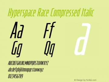Hyperspace Race CompressedItalic Version 1.000;hotconv 1.0.109;makeotfexe 2.5.65596图片样张