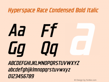Hyperspace Race Condensed Bold Italic Version 1.000;hotconv 1.0.109;makeotfexe 2.5.65596图片样张