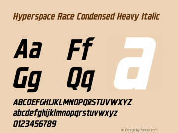 Hyperspace Race Condensed Heavy Italic Version 1.000;hotconv 1.0.109;makeotfexe 2.5.65596图片样张