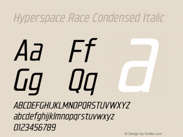 Hyperspace Race Condensed Italic Version 1.000;hotconv 1.0.109;makeotfexe 2.5.65596图片样张