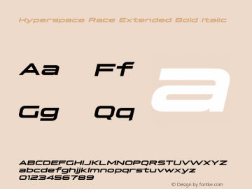 Hyperspace Race Extended Bold Italic Version 1.000;hotconv 1.0.109;makeotfexe 2.5.65596图片样张
