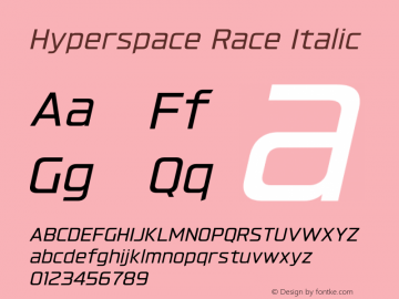 Hyperspace Race Italic Version 1.000;hotconv 1.0.109;makeotfexe 2.5.65596图片样张