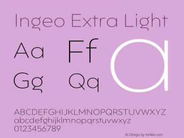 Ingeo ExtraLight Version 1.001;hotconv 1.0.109;makeotfexe 2.5.65596图片样张
