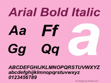 Arial Bold Italic Unknown图片样张