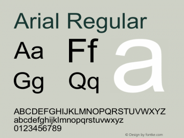 Arial Regular Unknown Font Sample