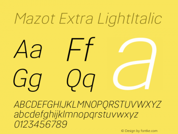 Mazot Extra Light Italic Version 1.0图片样张