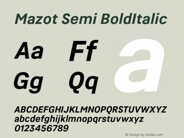 Mazot Semi Bold Italic Version 1.0图片样张