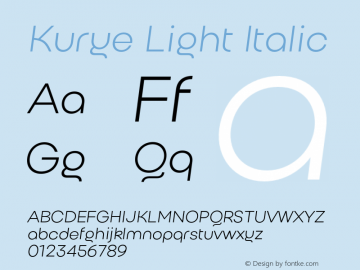 Kurye-LightItalic Version 1.000 - Serdar Ozturk - Be Unique - Arodora Type图片样张