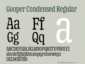 Gooper Condensed Regular Version 0.005;hotconv 1.0.109;makeotfexe 2.5.65596图片样张