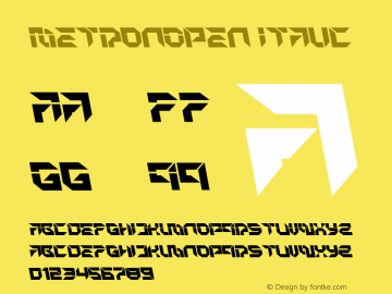 MetronOpen Italic Version 001.000 Font Sample