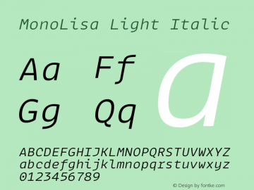 MonoLisa-LightItalic Version 1.802图片样张