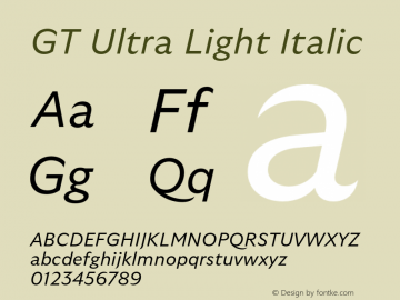 GT Ultra Light Italic Version 1.000;FEAKit 1.0图片样张