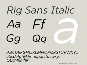 Rig Sans Italic Version 1.000;FEAKit 1.0图片样张