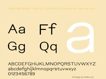 Copyright Sharp Type Co. This font is licensed for web use only. Version 1.000;hotconv 1.0.114;makeotfexe 2.5.65599图片样张