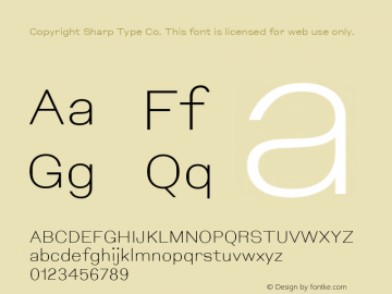 Copyright Sharp Type Co. This font is licensed for web use only. Version 1.000;hotconv 1.0.114;makeotfexe 2.5.65599图片样张