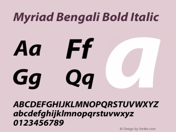 Myriad Bengali Bold Italic Version 1.062;PS 1.58;hotconv 16.6.54;makeotf.lib2.5.65590图片样张