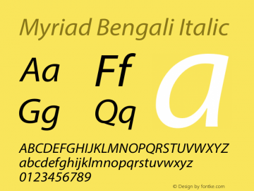 Myriad Bengali Italic Version 1.062;PS 1.58;hotconv 16.6.54;makeotf.lib2.5.65590图片样张