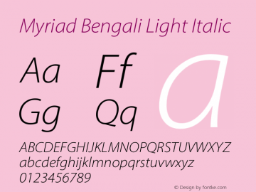 Myriad Bengali Light Italic Version 1.062;PS 1.58;hotconv 16.6.54;makeotf.lib2.5.65590图片样张